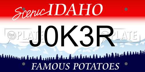 J0K3R Idaho License Plate