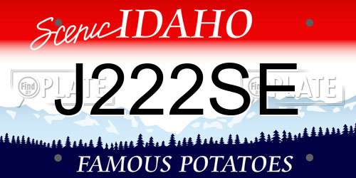 J222SE Idaho License Plate