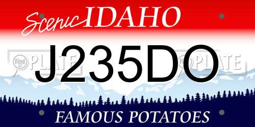 J235DO Idaho License Plate