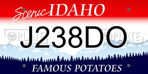 J238DO Idaho License Plate