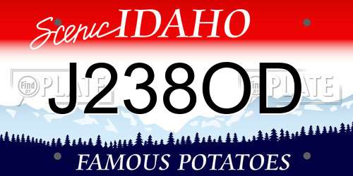 J238OD Idaho License Plate