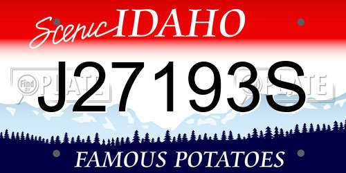 J27193S Idaho License Plate