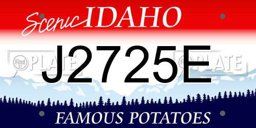 J2725E Idaho License Plate
