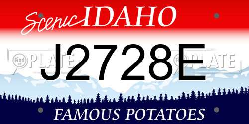 J2728E Idaho License Plate
