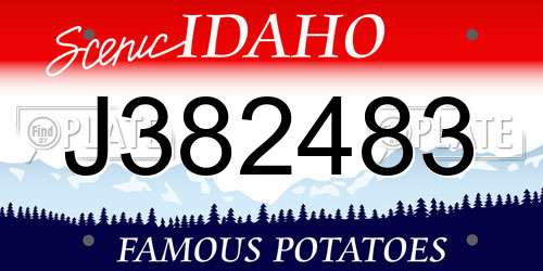 J382483 Idaho License Plate