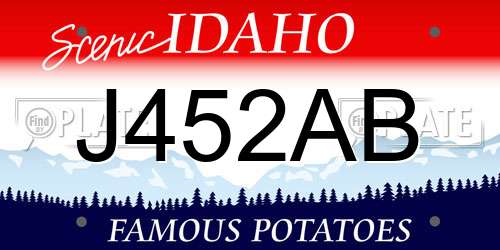 J452AB Idaho License Plate