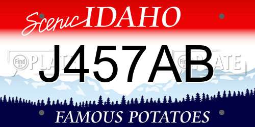 J457AB Idaho License Plate