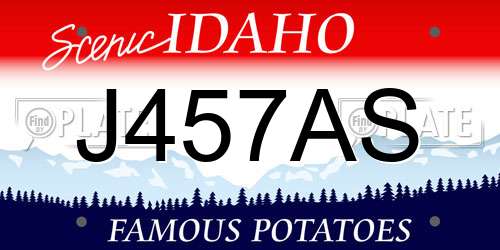 J457AS Idaho License Plate