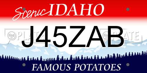 J45ZAB Idaho License Plate