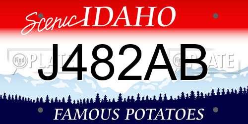 J482AB Idaho License Plate