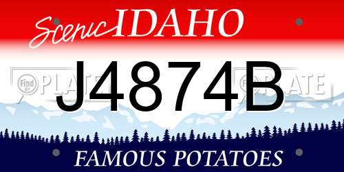 J4874B Idaho License Plate