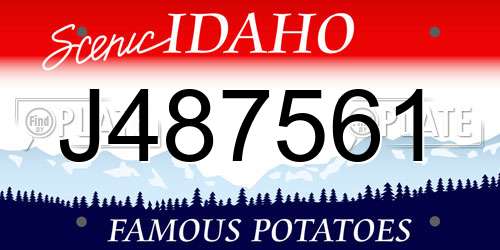 J487561 Idaho License Plate