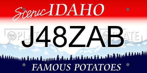 J48ZAB Idaho License Plate