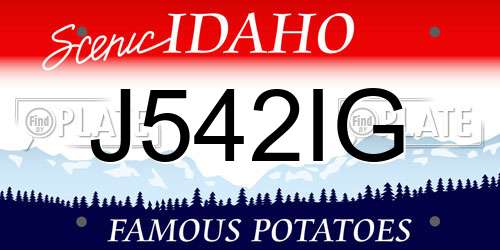 J542IG Idaho License Plate