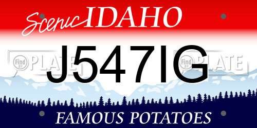 J547IG Idaho License Plate