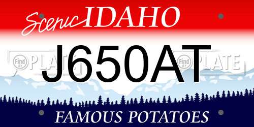 J650AT Idaho License Plate