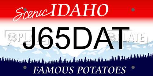 J65DAT Idaho License Plate