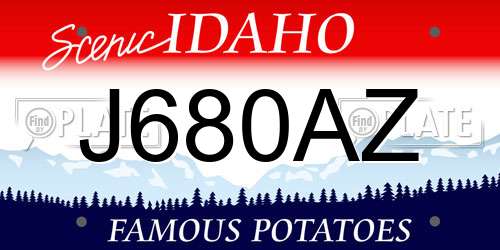 J680AZ Idaho License Plate