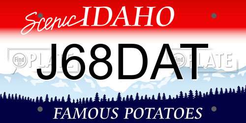 J68DAT Idaho License Plate