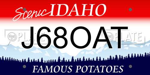 J68OAT Idaho License Plate
