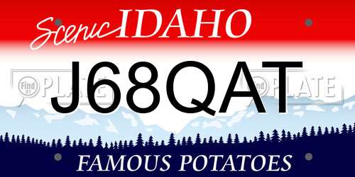 J68QAT Idaho License Plate