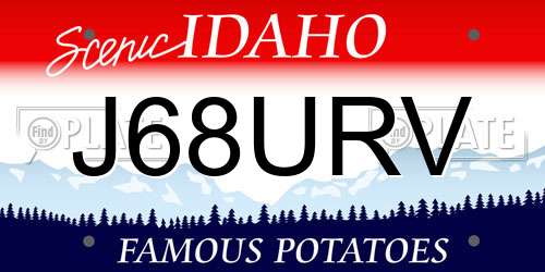 J68URV Idaho License Plate