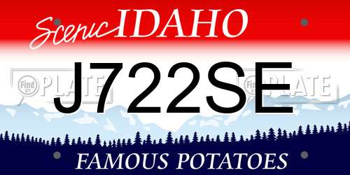 J722SE Idaho License Plate