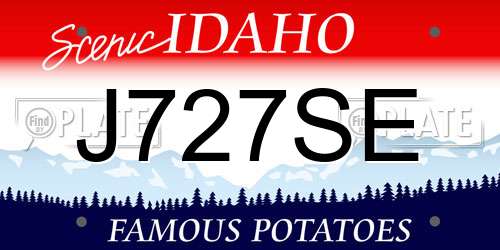 J727SE Idaho License Plate