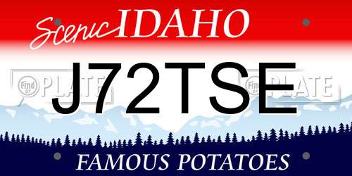 J72TSE Idaho License Plate