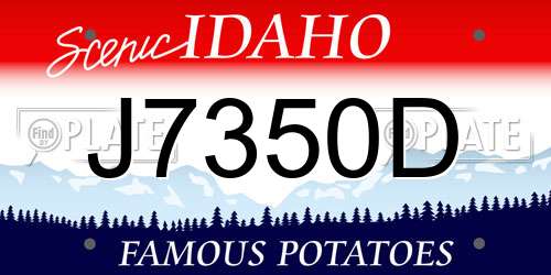 J7350D Idaho License Plate