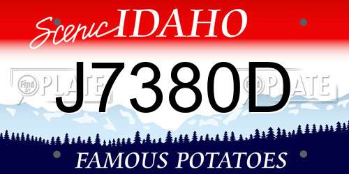 J7380D Idaho License Plate