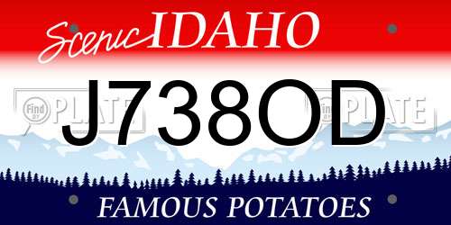 J738OD Idaho License Plate