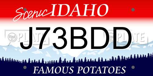 J73BDD Idaho License Plate