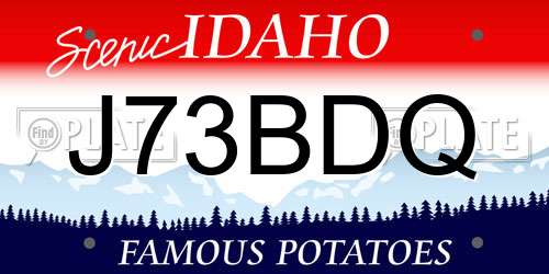J73BDQ Idaho License Plate