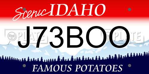 J73BOO Idaho License Plate
