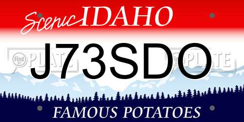 J73SDO Idaho License Plate