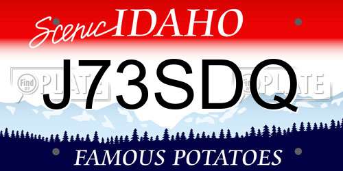 J73SDQ Idaho License Plate