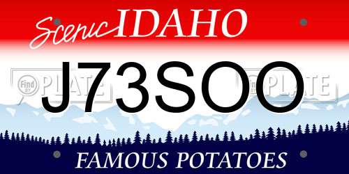 J73SOO Idaho License Plate