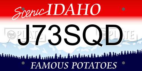 J73SQD Idaho License Plate