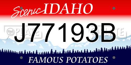 J77193B Idaho License Plate