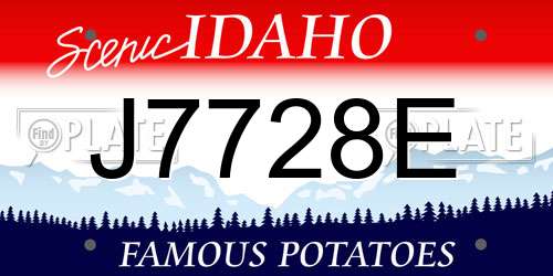 J7728E Idaho License Plate