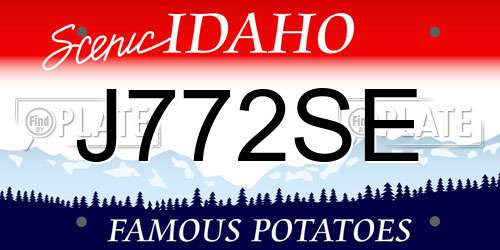 J772SE Idaho License Plate
