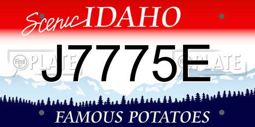 J7775E Idaho License Plate