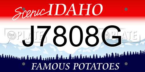 J7808G Idaho License Plate