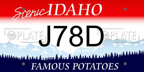J78D Idaho License Plate
