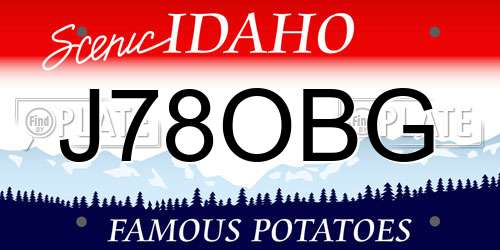 J78OBG Idaho License Plate