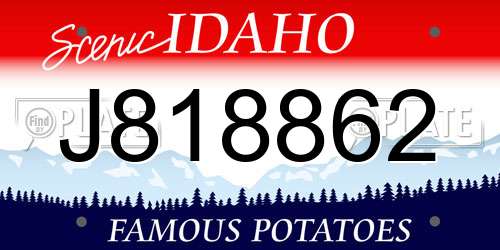 J818862 Idaho License Plate