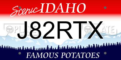 J82RTX Idaho License Plate