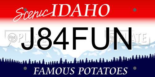 J84FUN Idaho License Plate