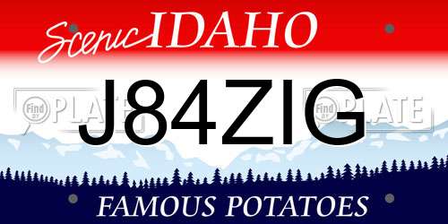 J84ZIG Idaho License Plate